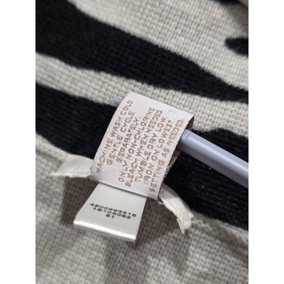 Chico’s Zebra Print 100% Cotton Button Front Collared Knit Cardigan, 2/L(12/14) - Picture 5 of 6